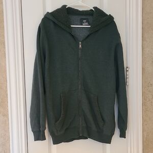Aerie Oversized Full Zip-Up Hoodie Sweatshirt Green Small